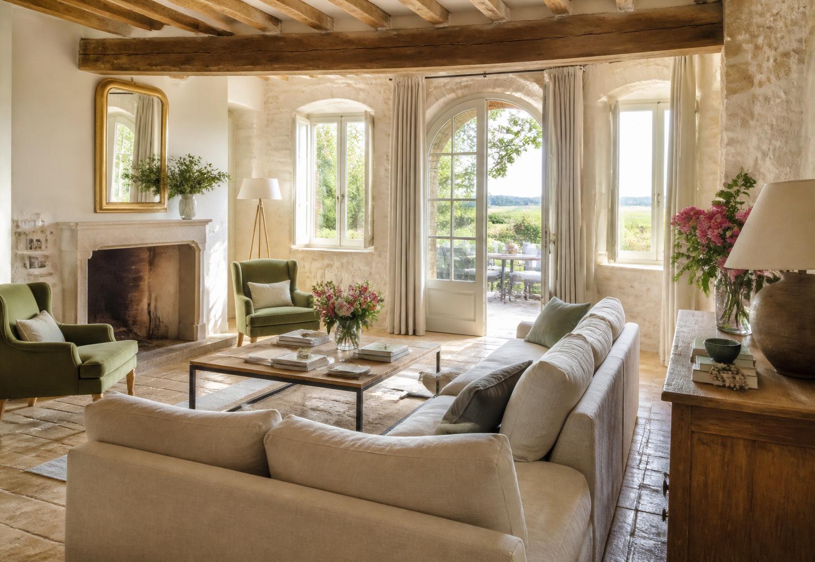 Intérieur lumineux d'une location Airbnb dans l'Yonne